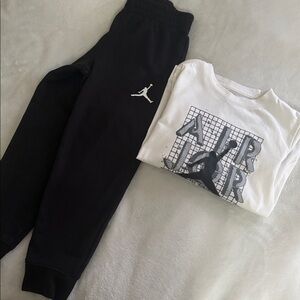 Jordan White Graphic Long Sleeve Top with Black Joggers